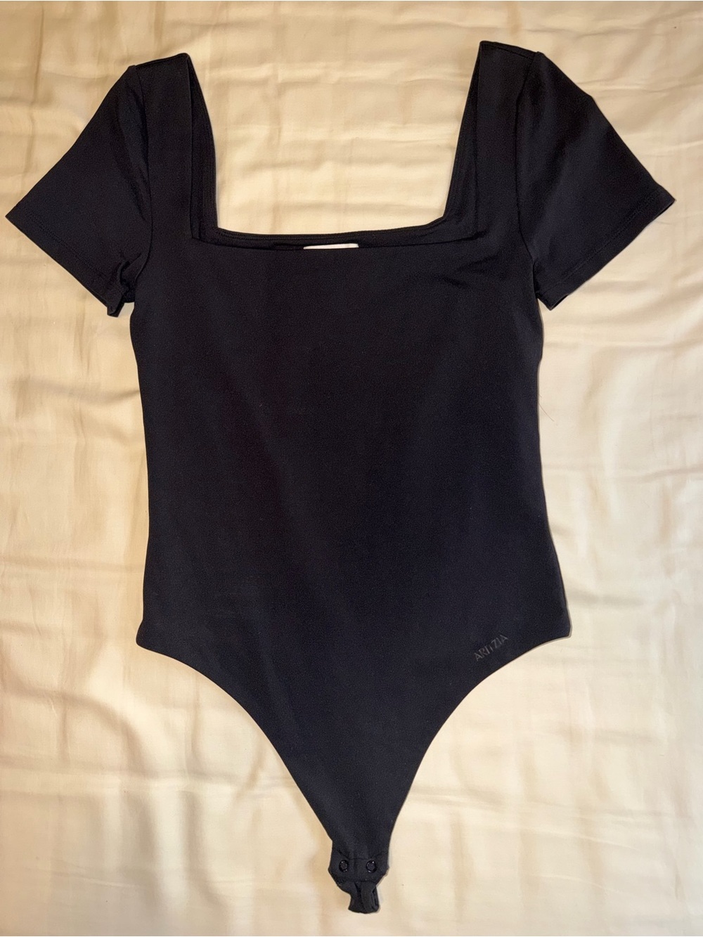 Aritzia Black Square-Neck Contour Bodysuit